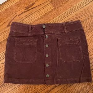Maroon suede mini skirt